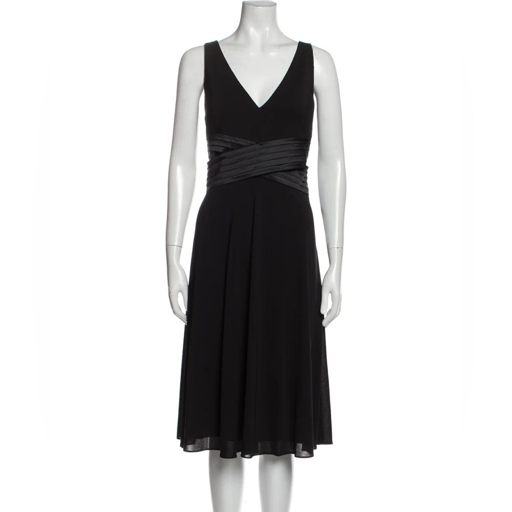 David Meister black V neck A-Line Dress size 10